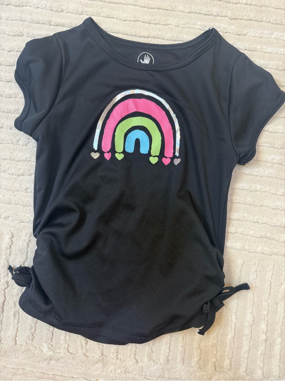 Body Glove Girls Black Short Sleeve Tee with Rainbow size 10